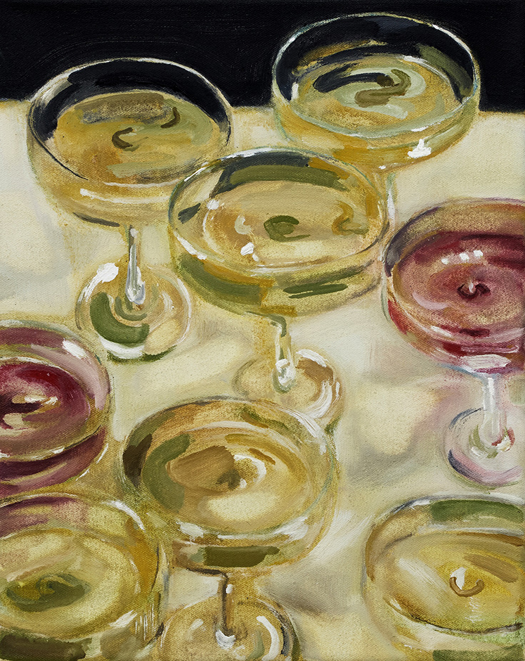 Still Life on the Table-Chardonnay and Glasses